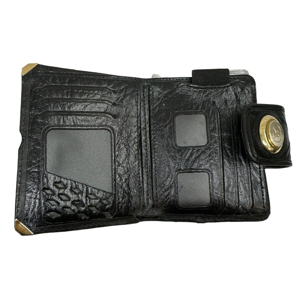 Mitty Wallet Women’s Purse Pouch Brazilian Leather Black Gold Buckle Western - Picture 4 of 16